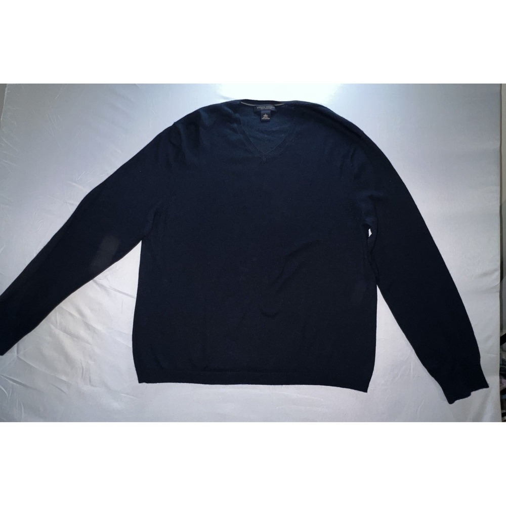 Banana Republic Mens Silk Cashmere V-Neck Sweater Navy Blue Large RN 54023 - Picture 2 of 10